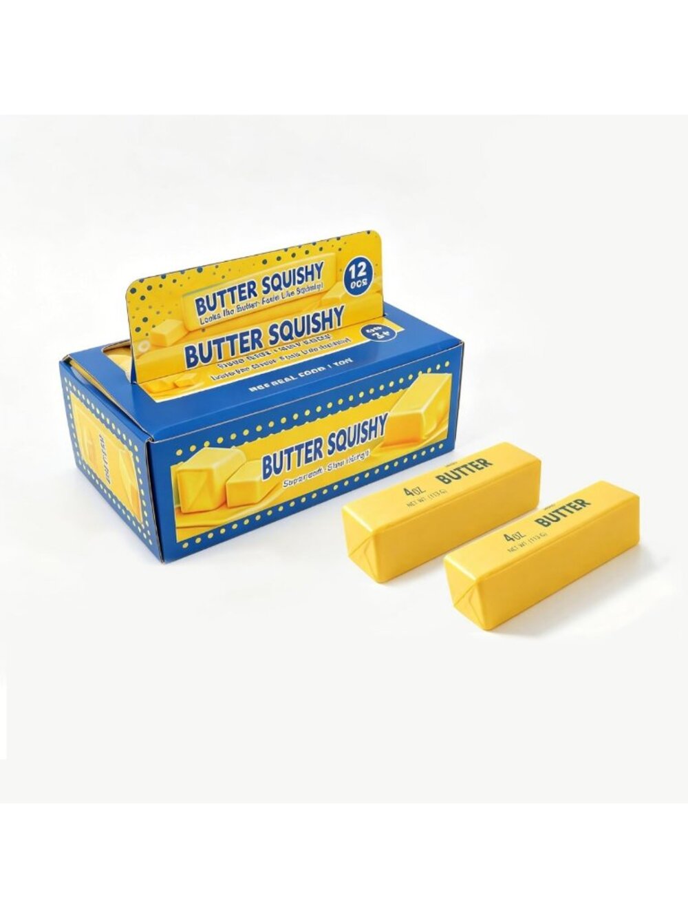 12 PCS Slow Rising Butter Squishies - Realistic Food Fidget Toys for Stress
